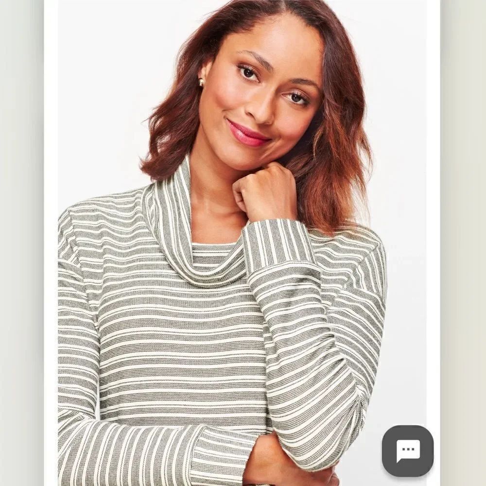 Talbots Womens Cowl Neck Striped Pullover Sweater Size Large